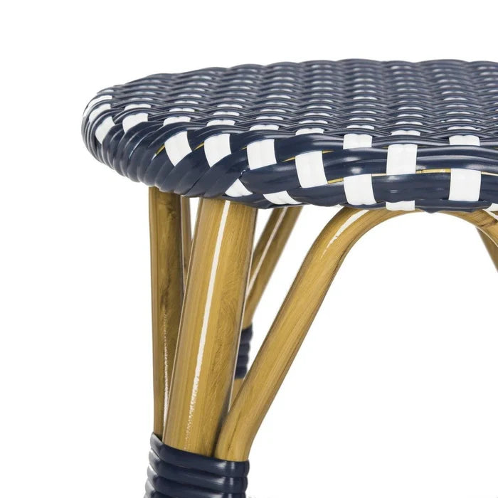 French Bistro Style Outdoor Counter Stool in Navy and White - Outdoor Bar & Counter Stools - The Well Appointed House