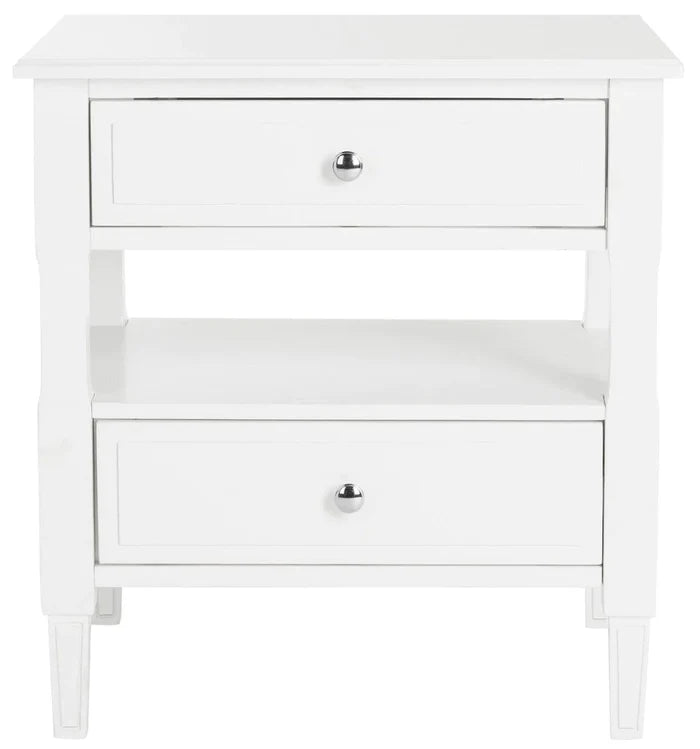 French Country White Two Drawer Night Stand - Nightstands & Chests - The Well Appointed House