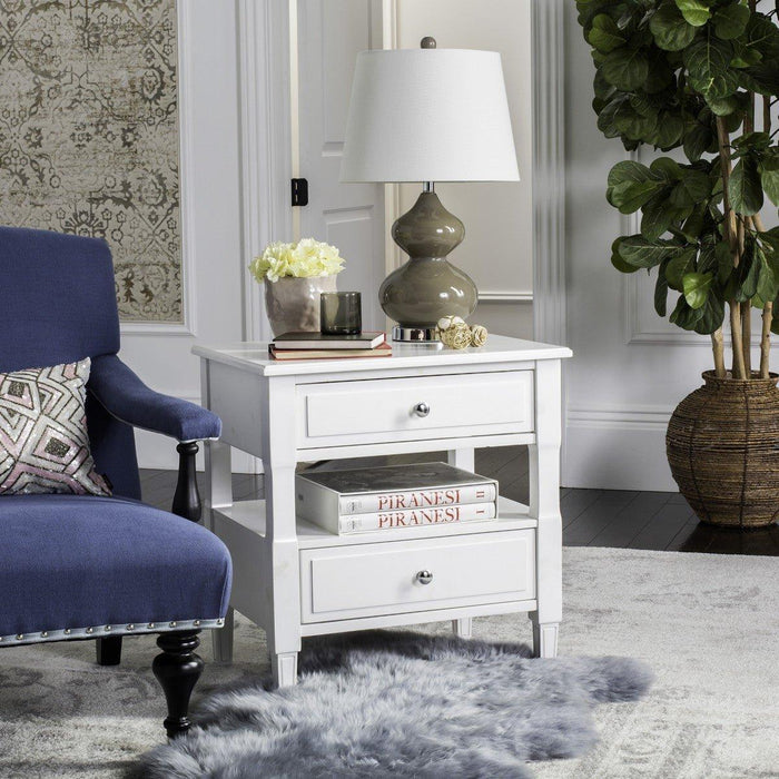French Country White Two Drawer Night Stand - Nightstands & Chests - The Well Appointed House