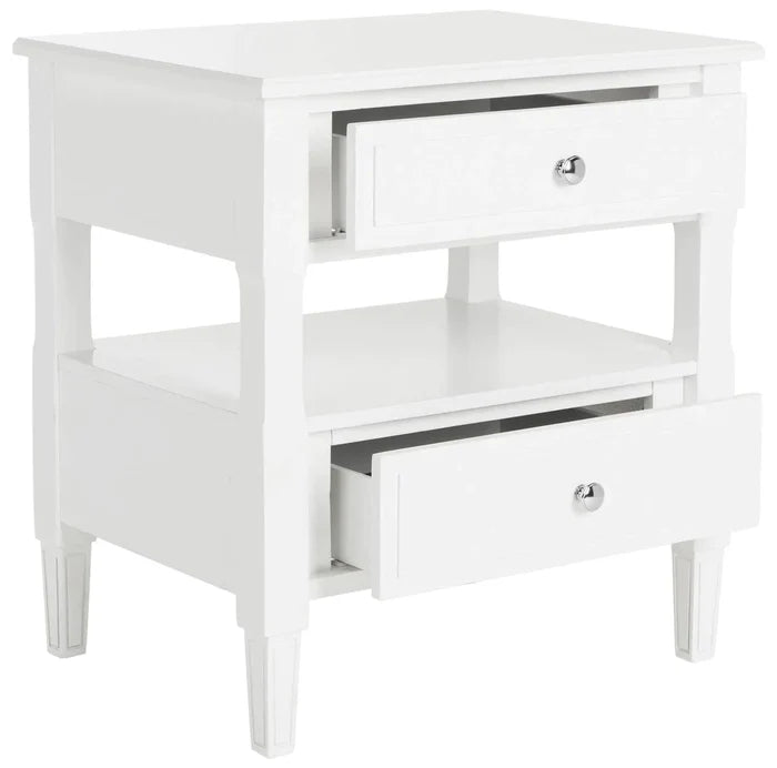French Country White Two Drawer Night Stand - Nightstands & Chests - The Well Appointed House
