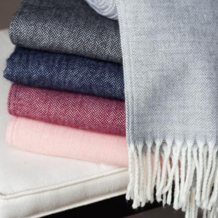 Fringed Herringbone Throw - Throw Blankets - The Well Appointed House