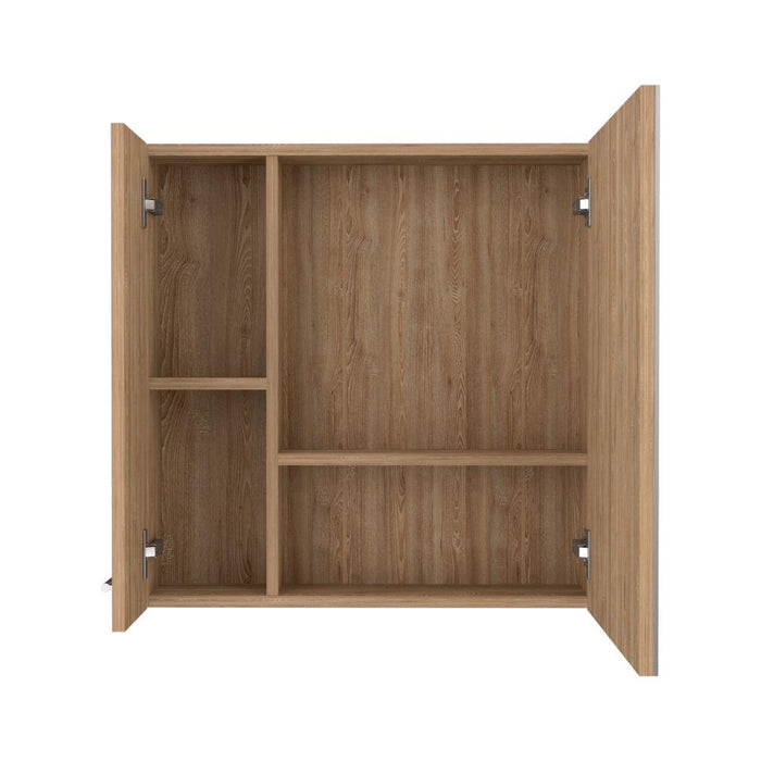 GABINETE DE BAÑO APOLIS, MIEL, CON PUERTA ESPEJO Y DOS ENTREPAÑOS PARA UBICAR MÚLTIPLES OBJETOS   ZF