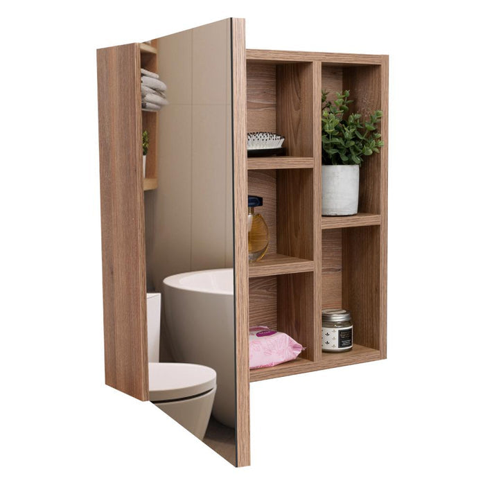 GABINETE DE BAÑO LABELL, MIEL, CON PUERTA ESPEJO Y ENTREPAÑOS    ZF