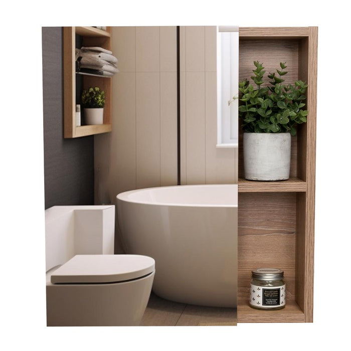 GABINETE DE BAÑO LABELL, MIEL, CON PUERTA ESPEJO Y ENTREPAÑOS    ZF