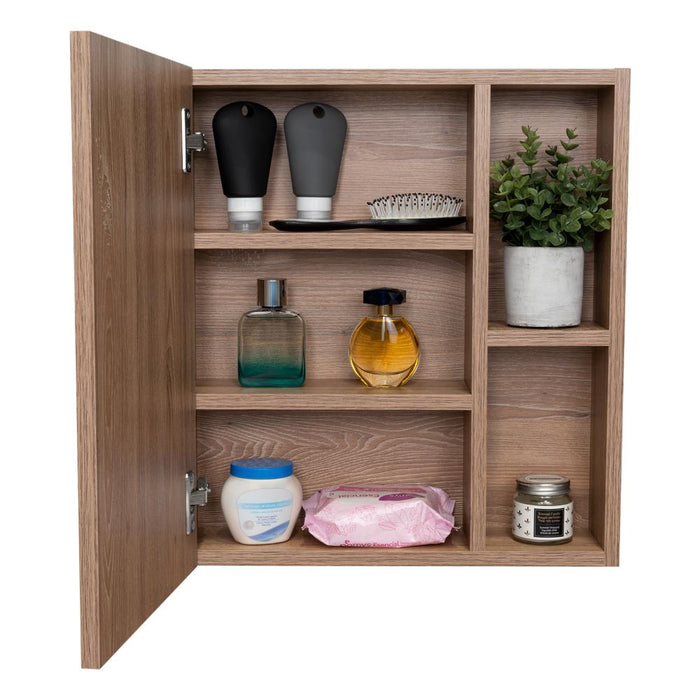 GABINETE DE BAÑO LABELL, MIEL, CON PUERTA ESPEJO Y ENTREPAÑOS    ZF