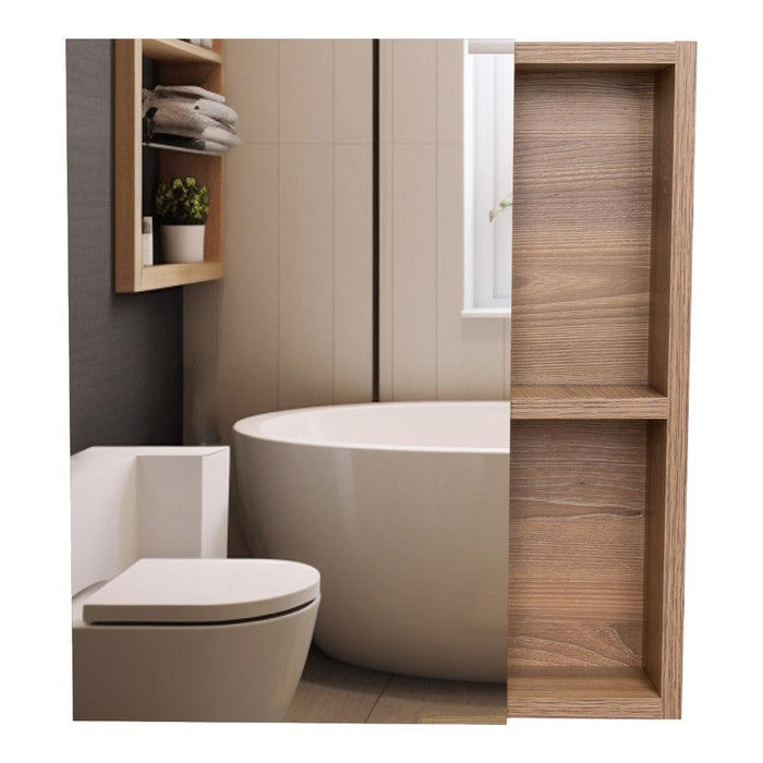 GABINETE DE BAÑO LABELL, MIEL, CON PUERTA ESPEJO Y ENTREPAÑOS    ZF