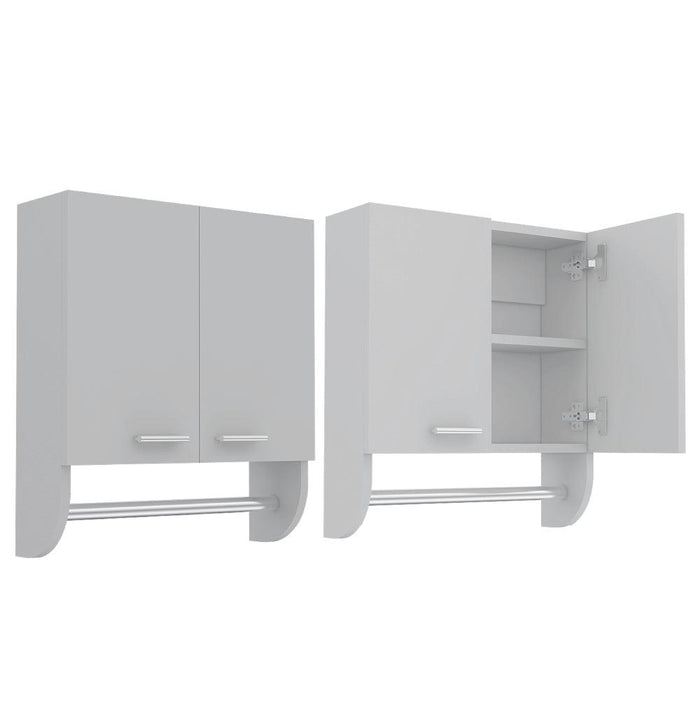 GABINETE DE BAÑO LUPEK, BLANCO, CON TUBO Y MANIJA METÁLICAS X2