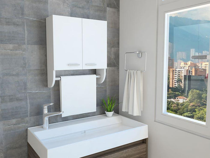 GABINETE DE BAÑO LUPEK, BLANCO, CON TUBO Y MANIJA METÁLICAS X2