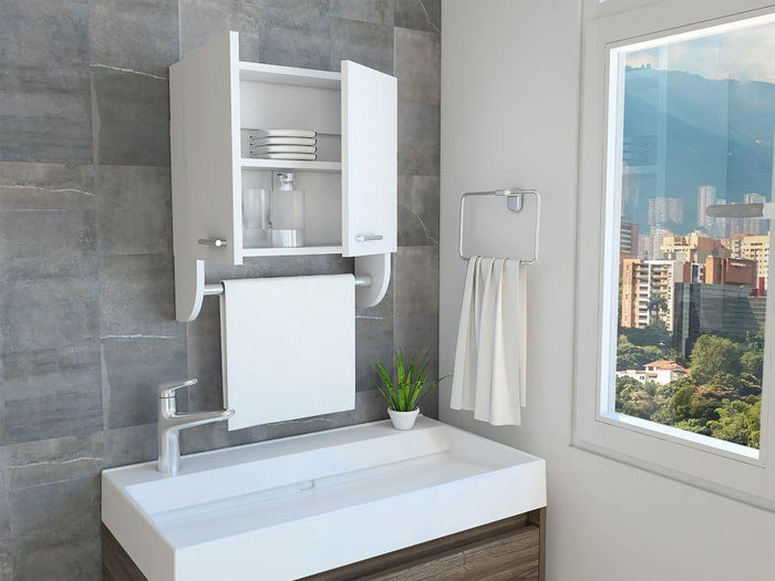 GABINETE DE BAÑO LUPEK, BLANCO, CON TUBO Y MANIJA METÁLICAS X2