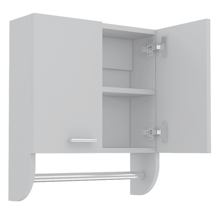 GABINETE DE BAÑO LUPEK, BLANCO, CON TUBO Y MANIJA METÁLICAS X2