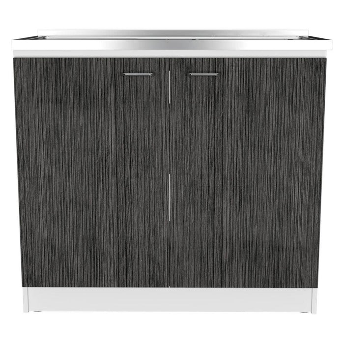 GABINETE INFERIOR CANTABRIA, BLANCO Y GRIS, IDEAL PARA ESPACIO REDUCIDOS, CON MESÓN DERECHO  ZF