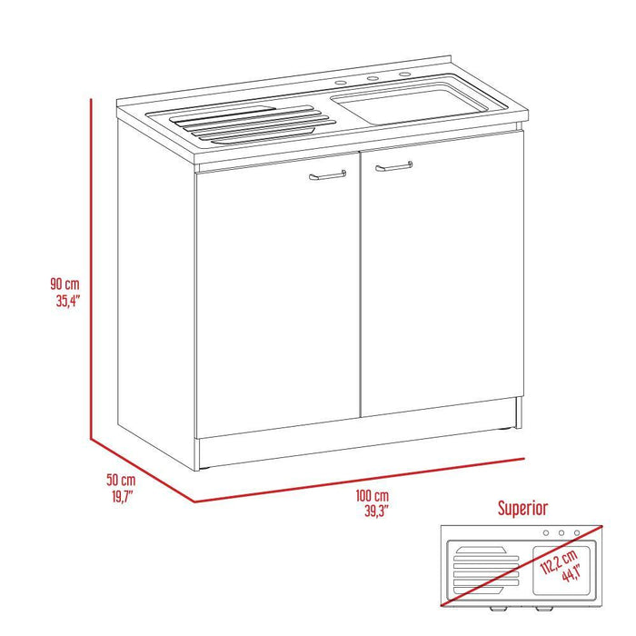 GABINETE INFERIOR CANTABRIA, BLANCO Y GRIS, IDEAL PARA ESPACIO REDUCIDOS, CON MESÓN DERECHO  ZF