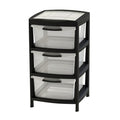 Gavetero Grande con 3 Gavetas y Tapa Organizadora Negro