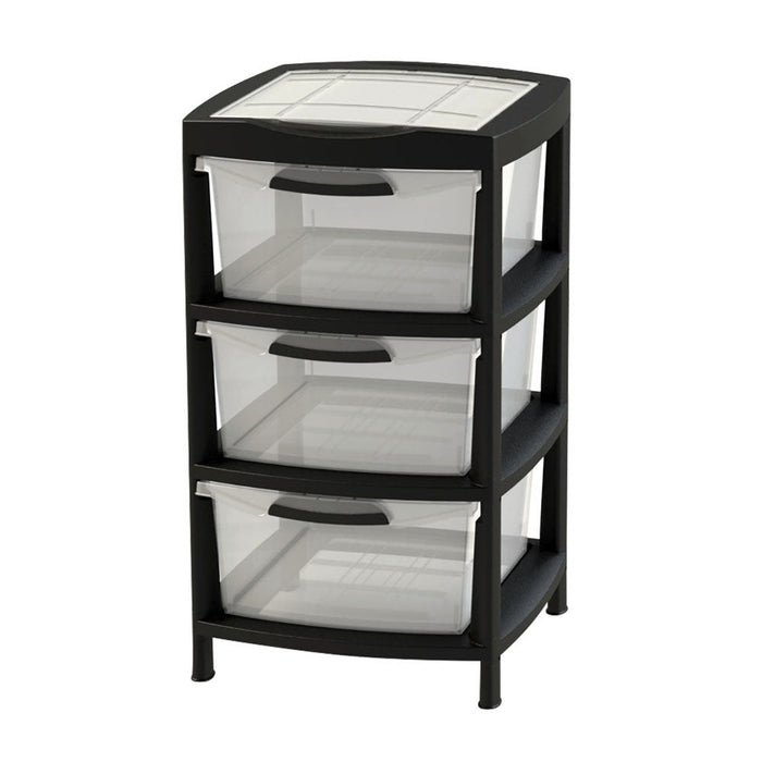 Gavetero Grande con 3 Gavetas y Tapa Organizadora Negro