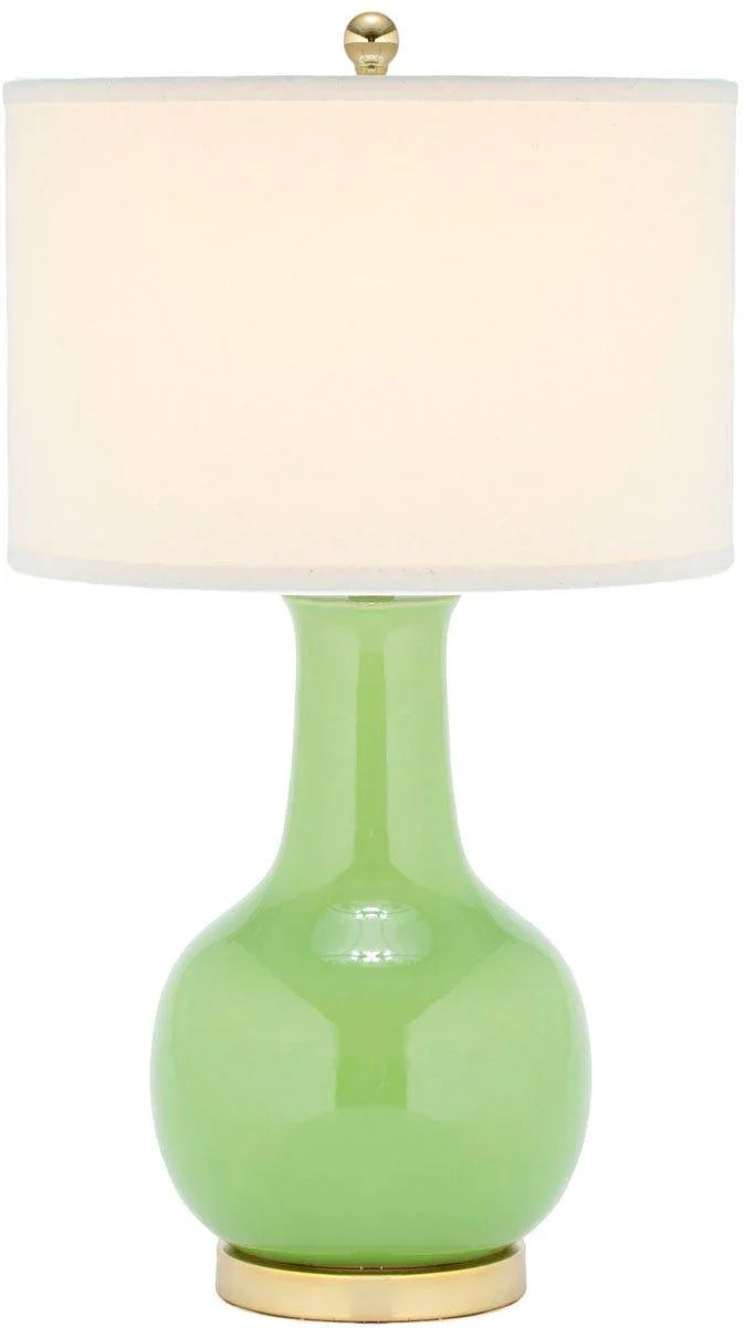 Glossy Green Glazed Ceramic Gourd Table Lamp - Table Lamps - The Well Appointed House