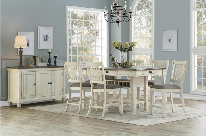 Granby Counter Height Chair in White & Brown (Set of 2) - Furniture World SW (WA)