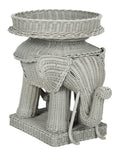 Grey Rattan Elephant Side Table With Storage - Side & Accent Tables - The Well Appointed House