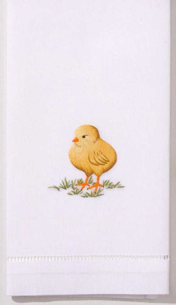 Set of 2 Hand Embroidered Chick Design Hand Towels - Hand Towels -  The Well Appointed House