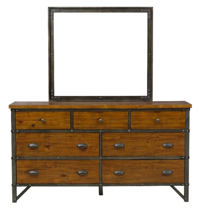 Holverson Mirror in Rustic Brown & Gunmetal 1715-6 - Furniture World SW (WA)
