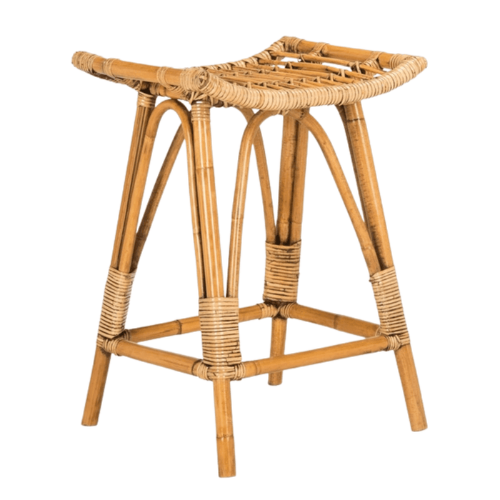Honey Brown Contemporary Rattan Counter Stool - Bar & Counter Stools - The Well Appointed House