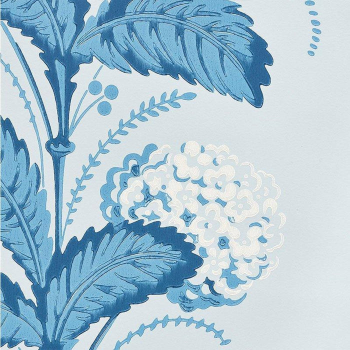 Schumacher Hydrangea Drape Wallpaper in Delft - Wallpaper - The Well Appointed House