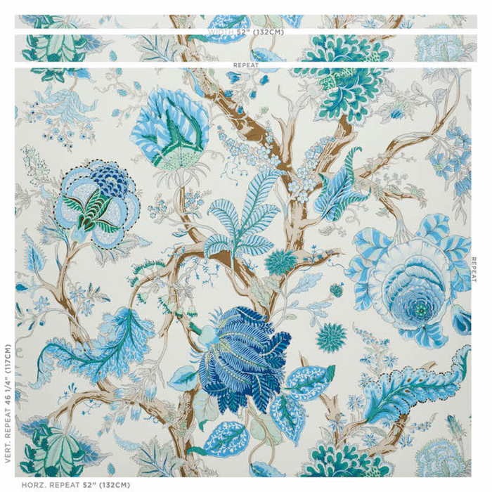 Indian Arbre Wallpaper in Peacock and Emerald - The Well Appointed