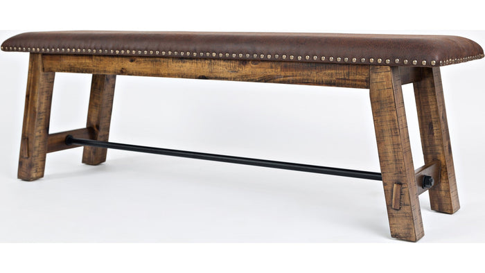 Jofran Cannon Valley Bench with Upholstered Seat in Medium Cool Tones - Furniture World SW (WA)