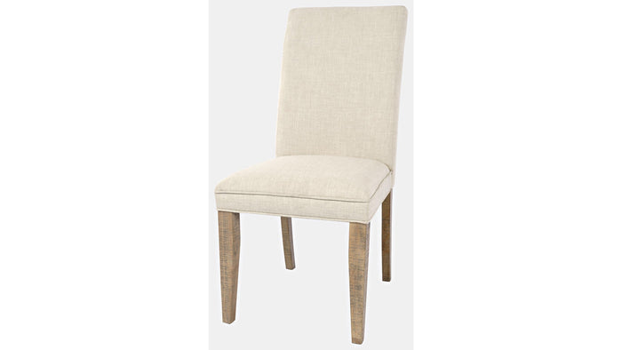 Jofran Carlyle Crossing Upholstered Chair in Cream/Rustic Distressed Pine (Set of 2) - Furniture World SW (WA)