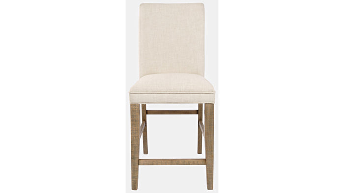 Jofran Carlyle Crossing Upholstered Stool in Cream/Rustic Distressed Pine (Set of 2) - Furniture World SW (WA)
