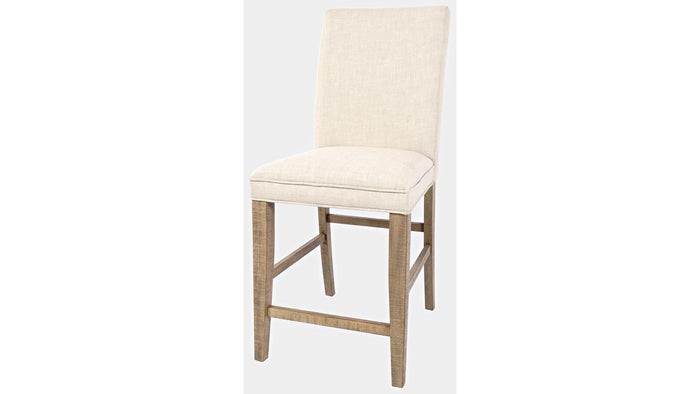Jofran Carlyle Crossing Upholstered Stool in Cream/Rustic Distressed Pine (Set of 2) - Furniture World SW (WA)