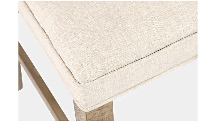 Jofran Carlyle Crossing Upholstered Stool in Cream/Rustic Distressed Pine (Set of 2) - Furniture World SW (WA)