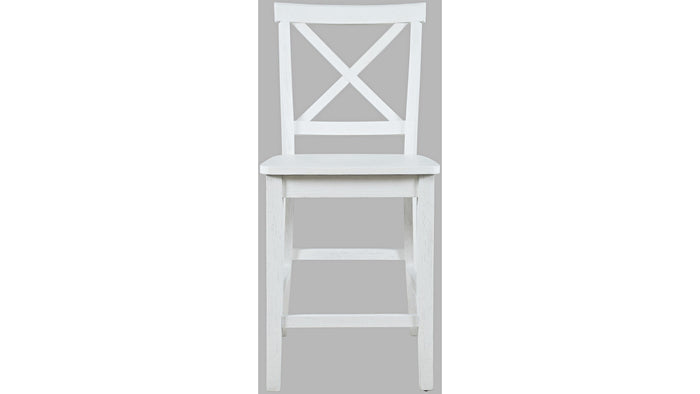 Jofran Eastern Tides X Back Counter Stool in Blanc (Set of 2) - Furniture World SW (WA)