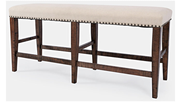 Jofran Fairview Backless Counter Bench in Dark Oak/Cream - Furniture World SW (WA)