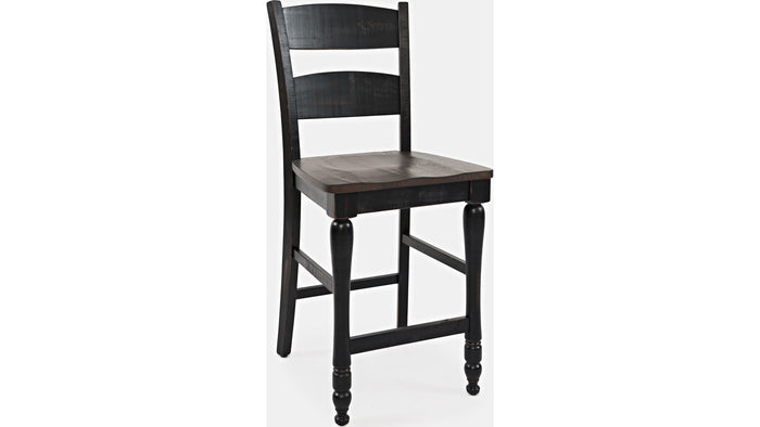 Jofran Madison County Ladderback Counter Stool in Vintage Black (Set of 2) - Furniture World SW (WA)