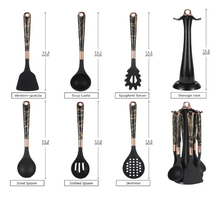JUEGO DE UTENSILIOS DE COCINA 7 PIEZAS MODELO PCS7 NEGRO