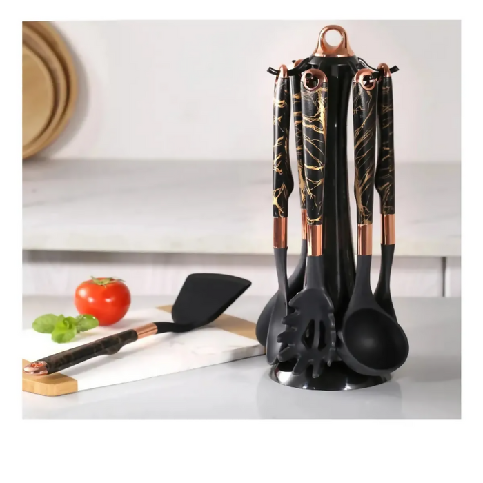 JUEGO DE UTENSILIOS DE COCINA 7 PIEZAS MODELO PCS7 NEGRO