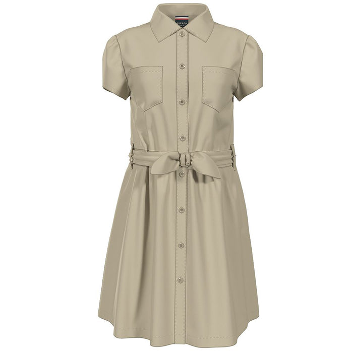 Khaki Safari Dress- Embroidered