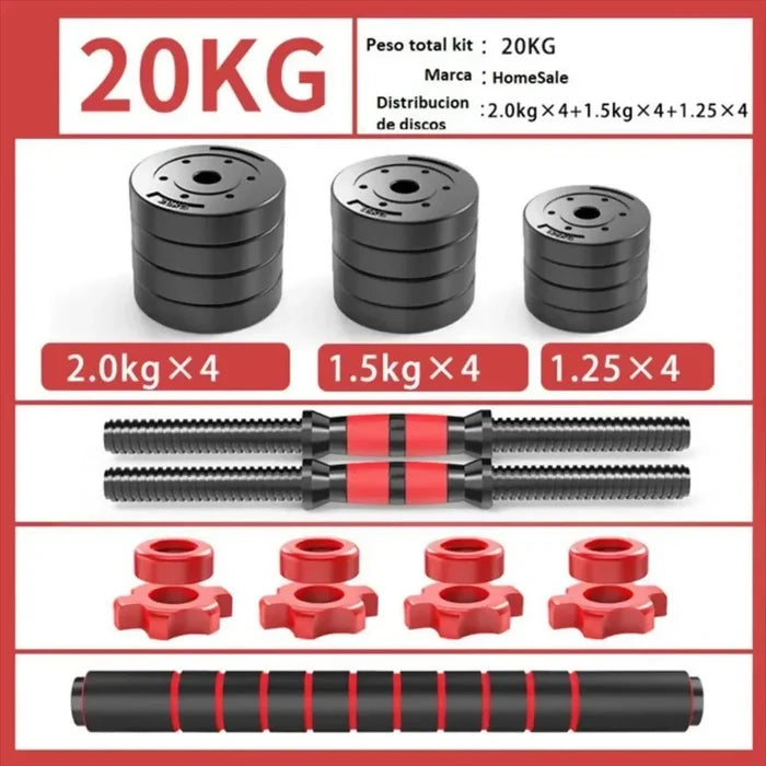 KIT DE MANCUERNAS PESAS EJERCICIO GYM CASA 20KG 40LBS TERMO FORRADA