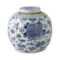 Large Blue & White Swallows & Flowers Ancestor Porcelain Jar - Vases & Jars - The Well Appointed House