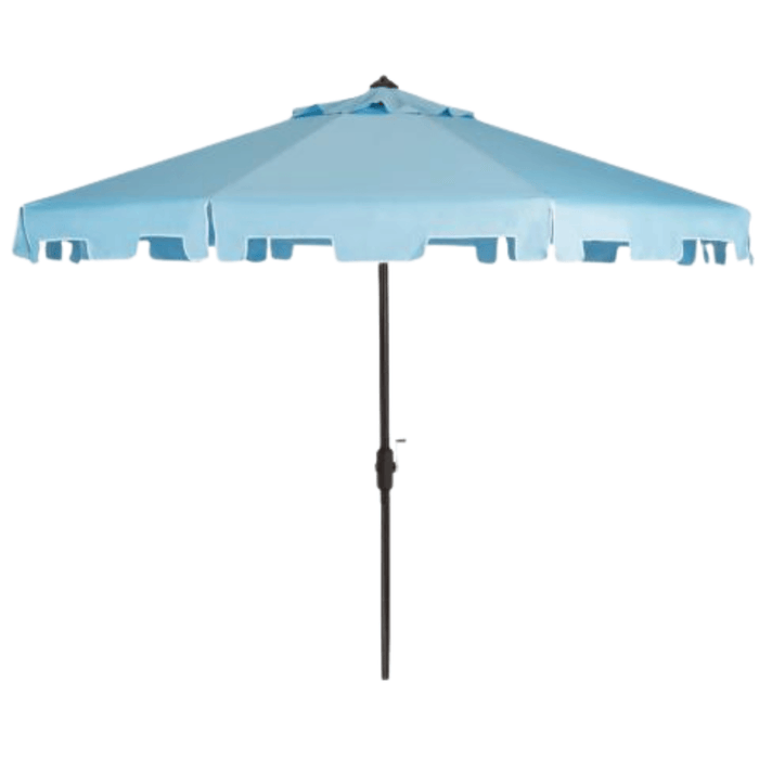 Light Blue and White 9 Foot Market Crank Outdoor Patio Umbrella - Outdoor Umbrellas - The Well Appointed House