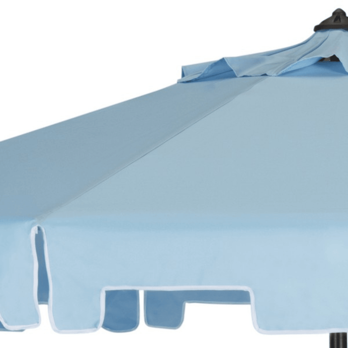 Light Blue and White 9 Foot Market Crank Outdoor Patio Umbrella - Outdoor Umbrellas - The Well Appointed House