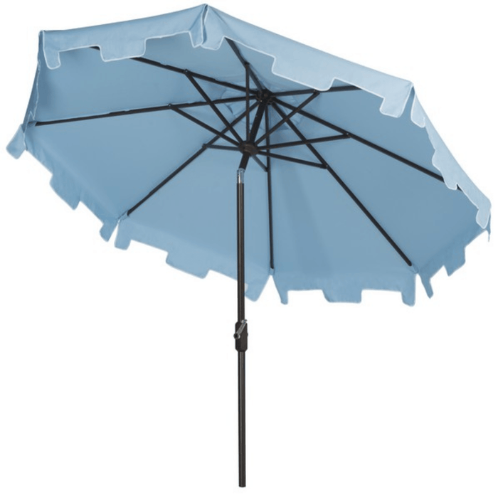 Light Blue and White 9 Foot Market Crank Outdoor Patio Umbrella - Outdoor Umbrellas - The Well Appointed House