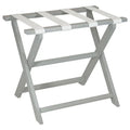 Light Grey Straight Leg Eco Luggage Rack with 4 White Nylon Straps - End of Bed - The Well Appointed House