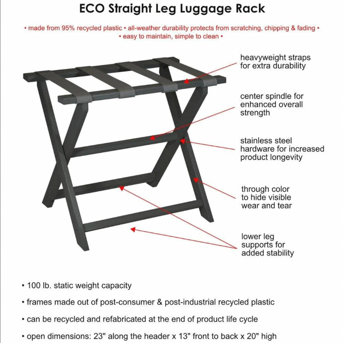Light Grey Straight Leg Eco 4 Strap Luggage Rack - White