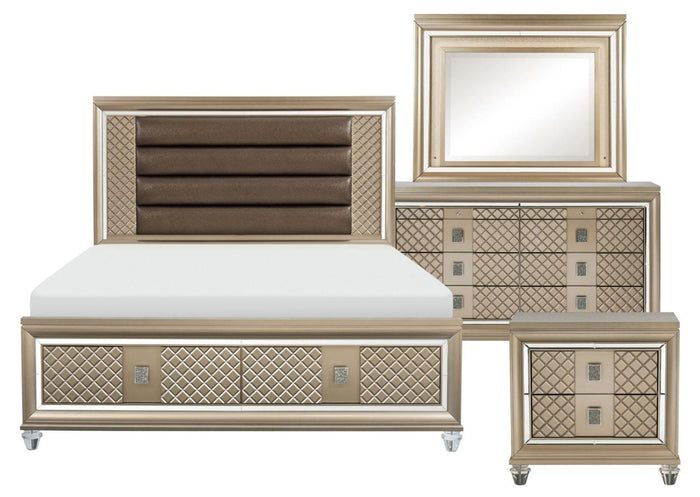 Loudon Mirror with LED Lighting in Champagne Metallic 1515-6 - Furniture World SW (WA)