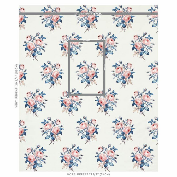Loudon Rose Wallpaper in Rose and Blue - The Well Appointed House