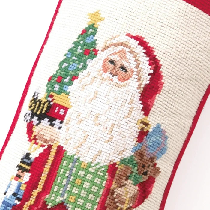 Making Spirits Bright Santa Claus Needlepoint Stocking - The Well Appointed House
