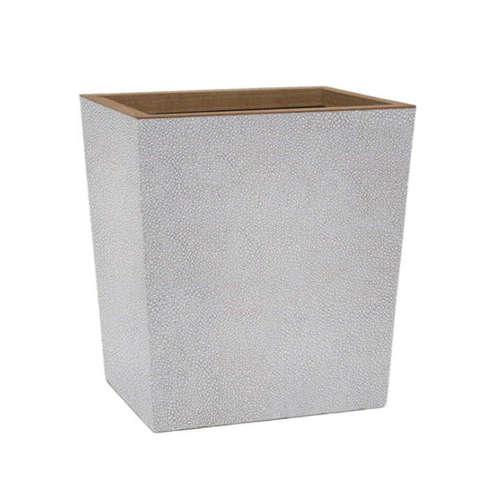Pigeon & Poodle Manchester Rectangular Wastebasket in Ash Grey Faux Shagreen with Optional Tissue Box - Wastebasket Sets - The Well Appointed House