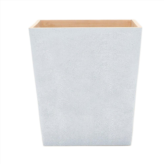 Pigeon & Poodle Manchester Rectangular Wastebasket in Cloud Grey Faux Shagreen with Optional Tissue Box - Wastebasket Sets - The Well Appointed House