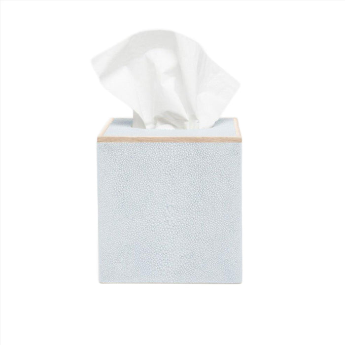 Pigeon & Poodle Manchester Rectangular Wastebasket in Cloud Grey Faux Shagreen with Optional Tissue Box - Wastebasket Sets - The Well Appointed House
